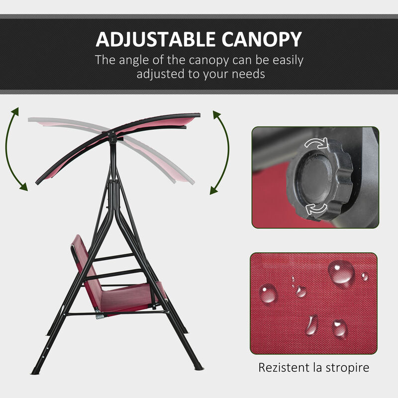 Hivvago Patio Swing Chair with Steel Frame and Adjustable Canopy image number 3