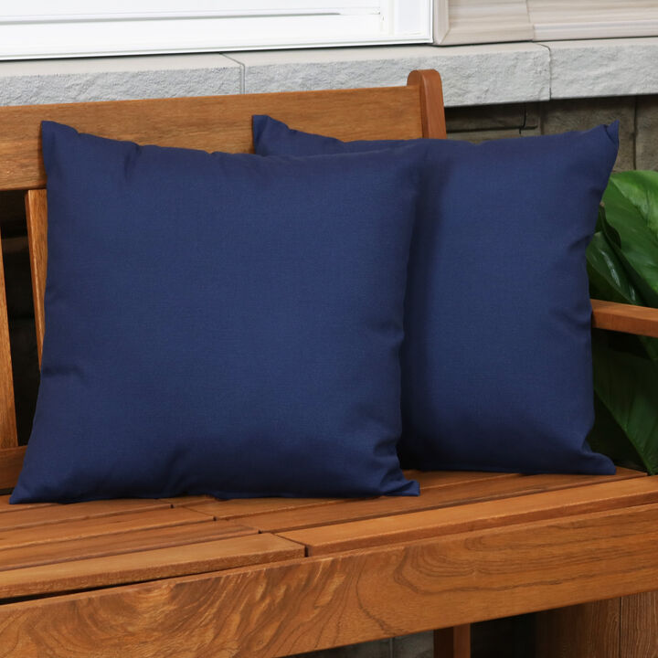 Sunnydaze Square Throw Pillow Cover - 17 in - Navy - Set of 2