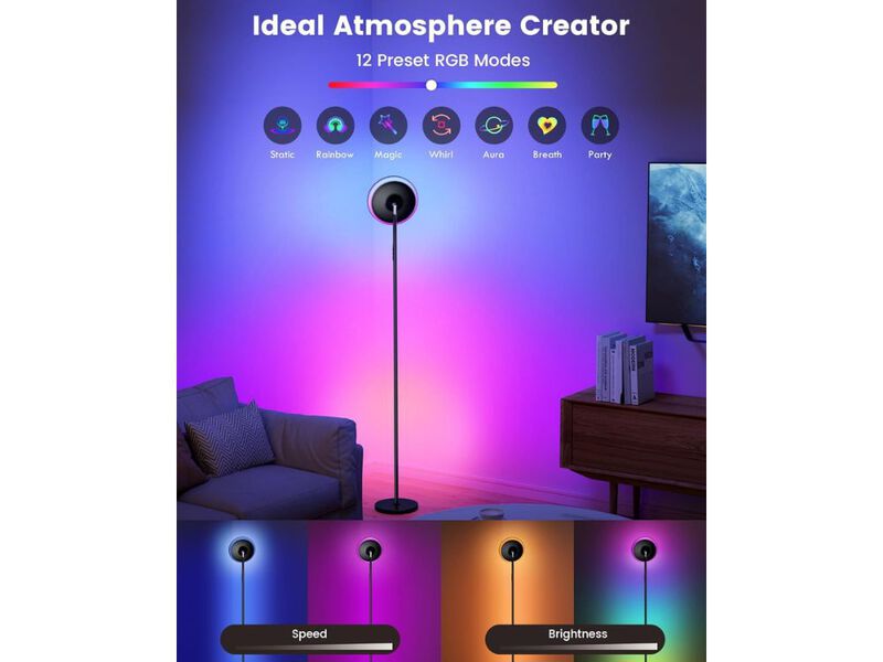 Modern LED Torchiere Floor Lamp Dimmable Remote for Living Room Bedroom image number 2