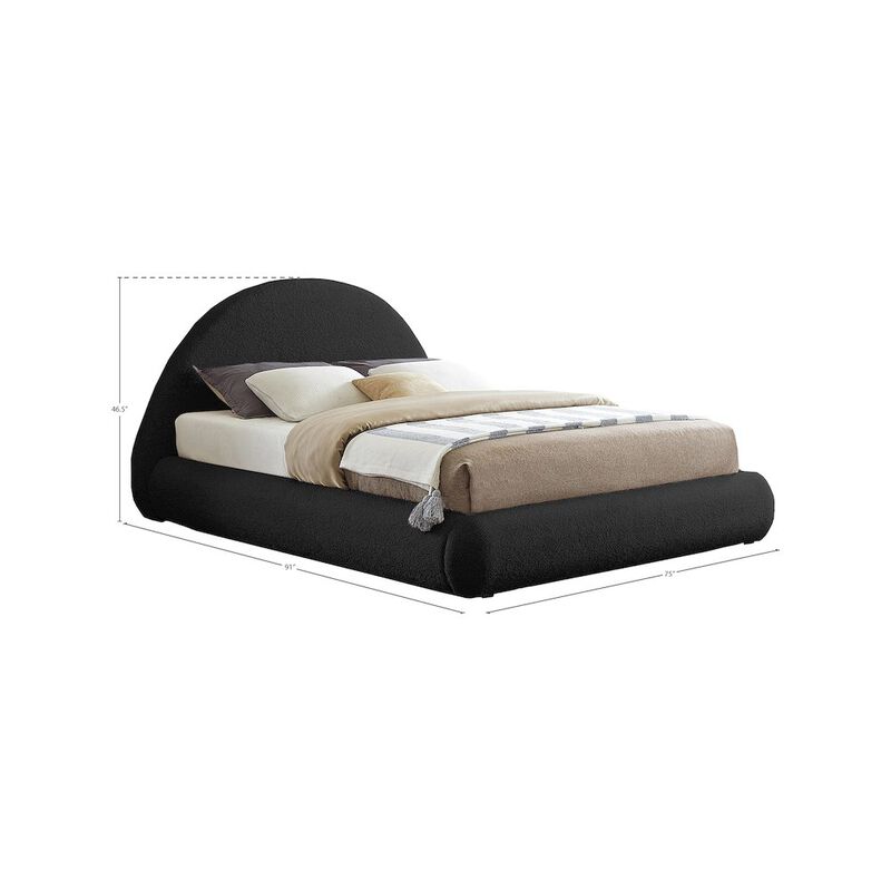 Meridian Furniture Rudy Black Teddy Fabric Queen Bed