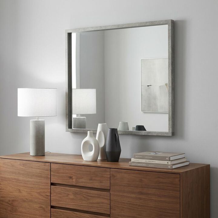 HomeRoots 34" Gray Faux Concrete Framed Accent Mirror