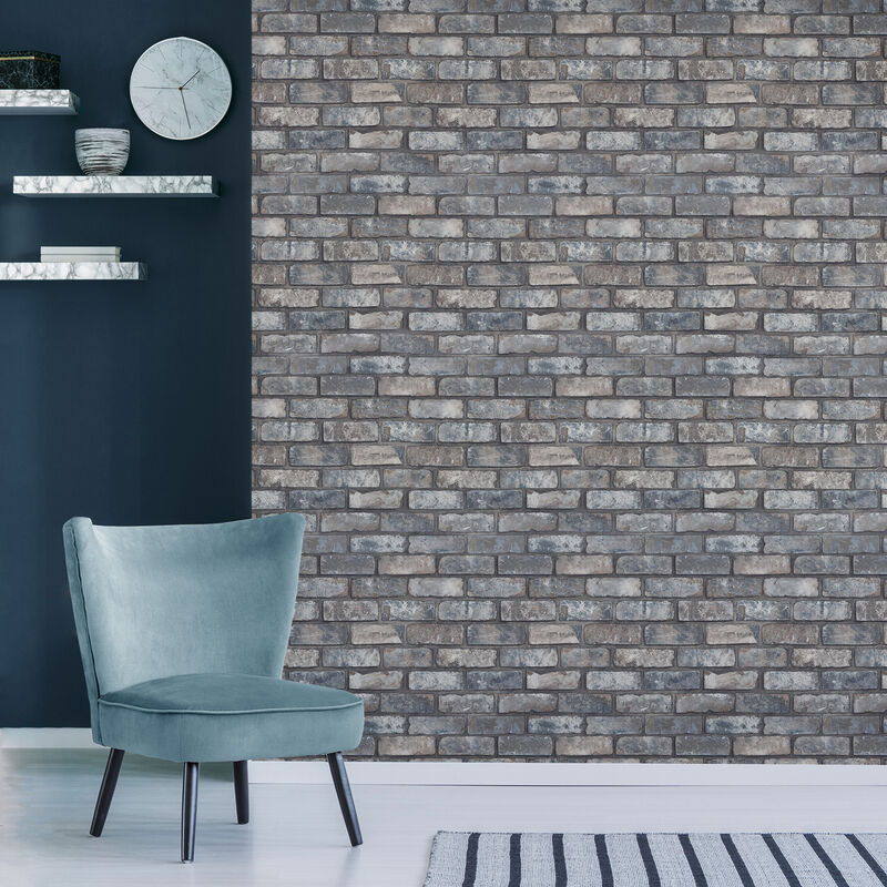 Darren Grey Loft Brick Wallpaper image number 1