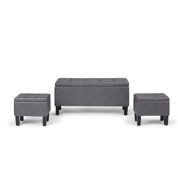 Simpli Home Dover 3 Piece Storage Ottoman