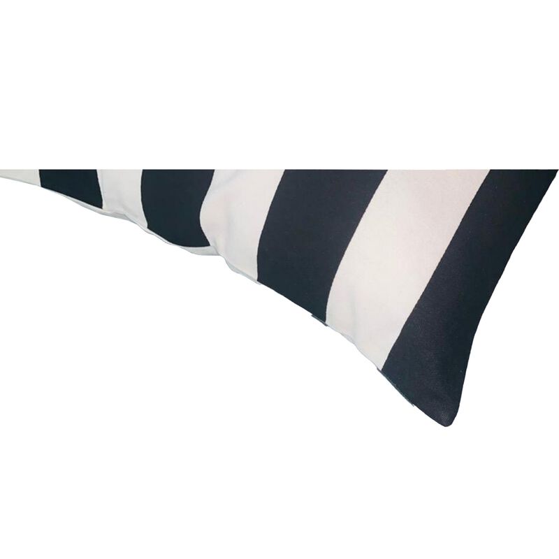 20 x 20 Square Cotton Accent Throw Pillows, Classic Block Stripes, Set of 2, Black, White-Benzara image number 4