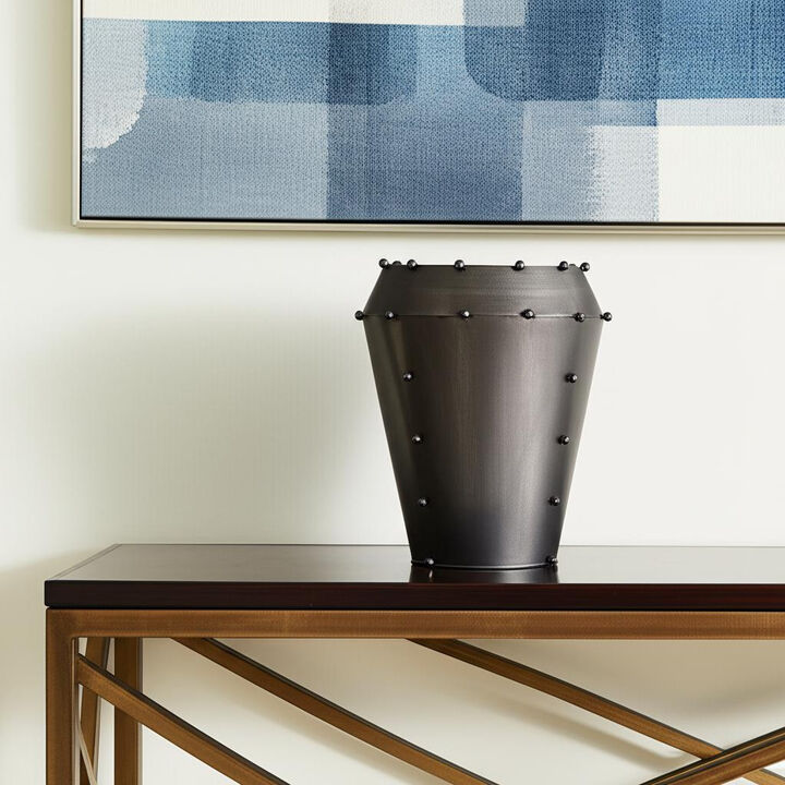 HomeRoots 12" Gray Metal Table Vase