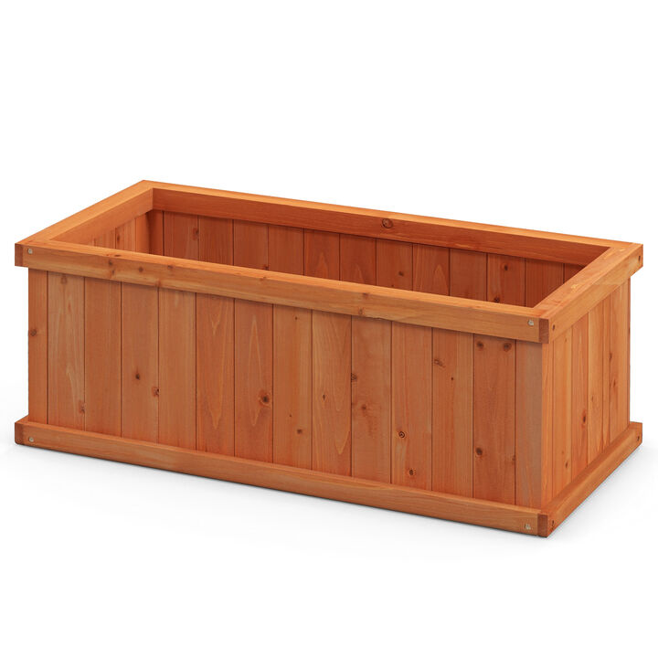 Raised Garden Bed Wooden Planter Box with 4 Drainage Holes and Detachable Bottom Panels-Orange