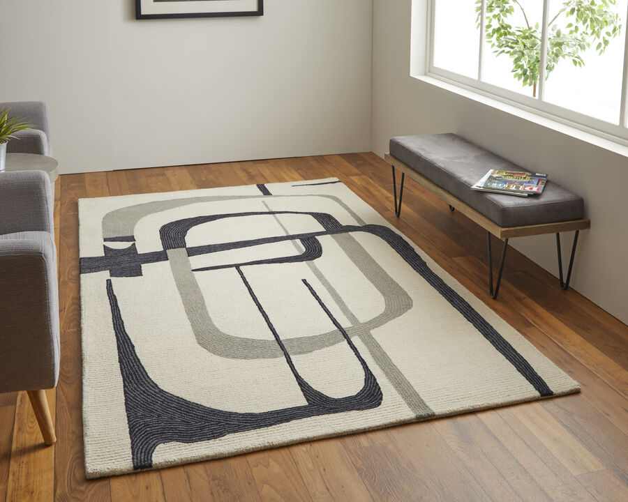 Maguire 8905F Ivory/Gray/Black 2' x 3' Rug