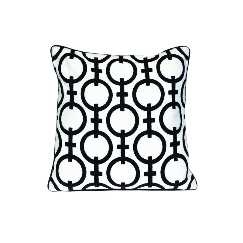 HomeRoots 20" Black and White Geometric Cotton Throw Pillow image number 2