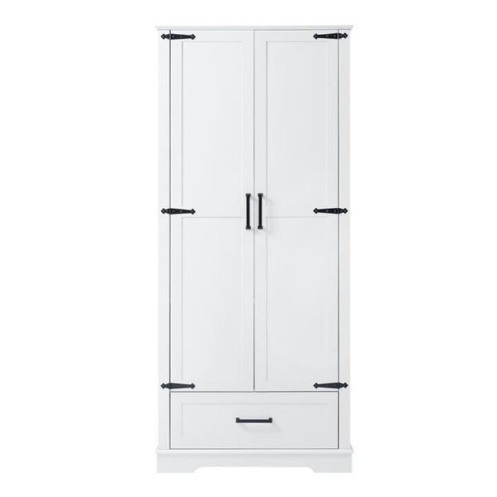 Tall Bathroom Storage Cabinet with Two Doors, One Drawer, and Adjustable Shelf