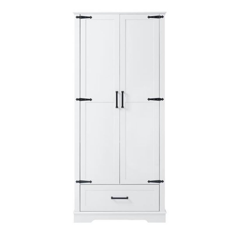 Tall Bathroom Storage Cabinet with Two Doors, One Drawer, and Adjustable Shelf