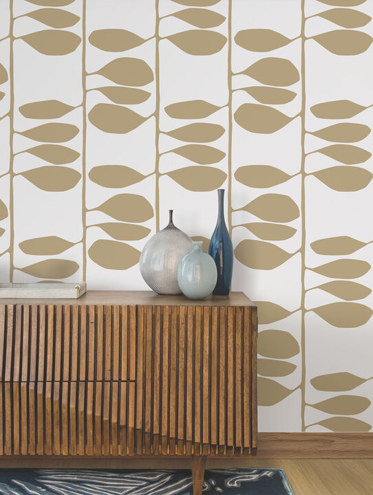 Sculpted Vines Gold Wallpaper