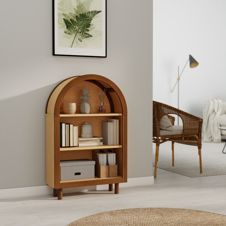 Lusog Arched Small Bookcase Storage Cabinet