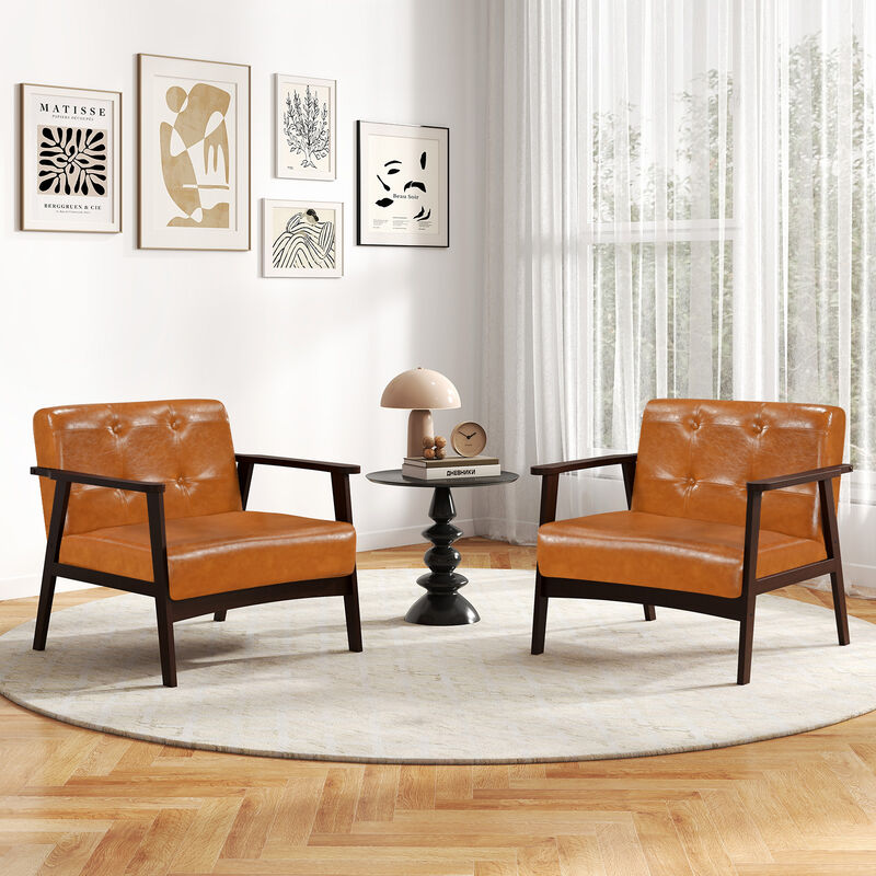 Living Room Accent Chair with Solid Rubber Wood Frame and Comfortable Armrests image number 4