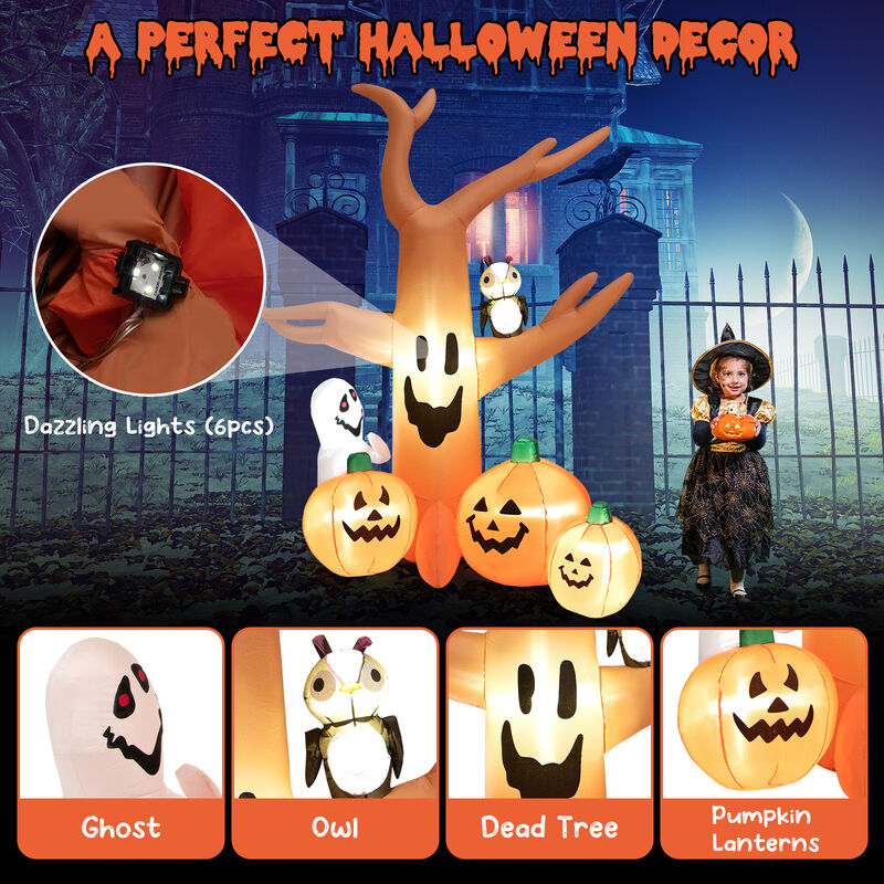 Halloween Inflatable Dead Tree with LED Lights &ndash; Spooky Yard Decoration for Haunted House Theme image number 5