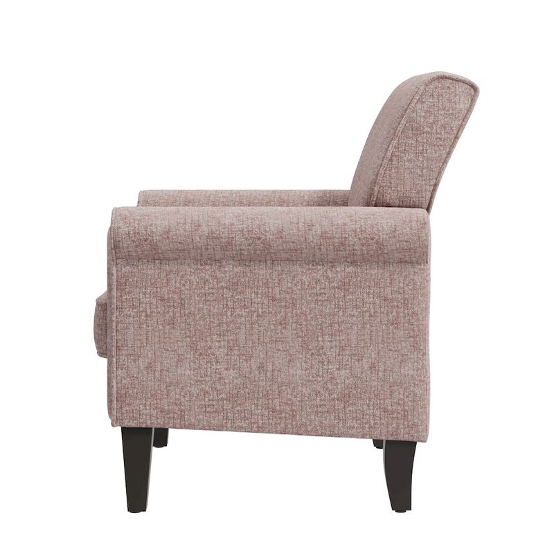 HL Home Furnishings Jean Rolled Armchairs with Nailheads in Pink Chenille