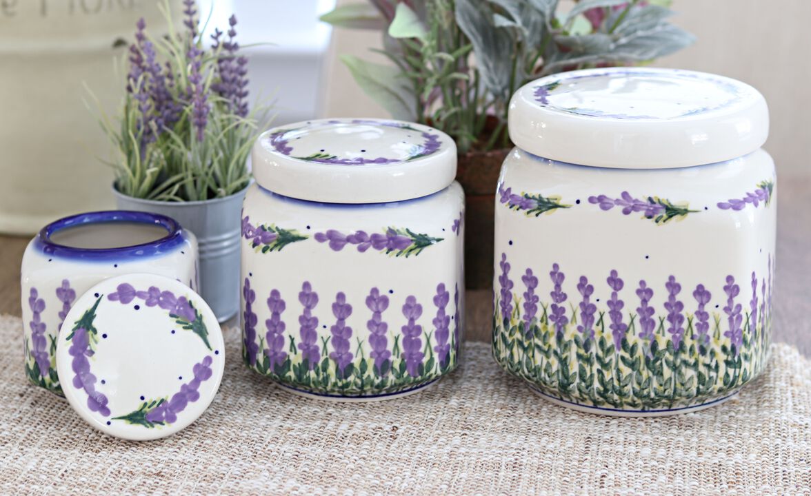 Blue Rose Polish Pottery Primrose Medium Canister