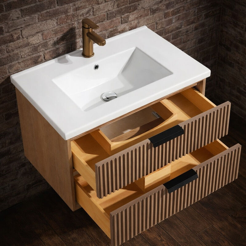 Diego 30" Floating Bathroom Vanity Weathered Fir image number 4