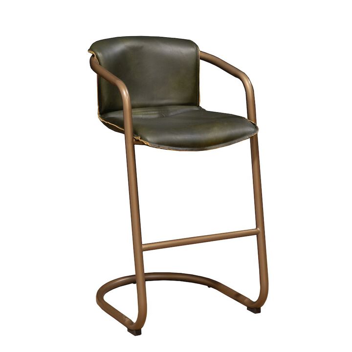 World Interiors Chiavari Leather Bar Chair in Emerald Green
