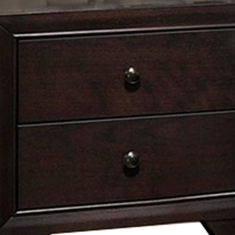 Transitional Wooden Nightstand with Two Spacious Drawers, Brown-Benzara