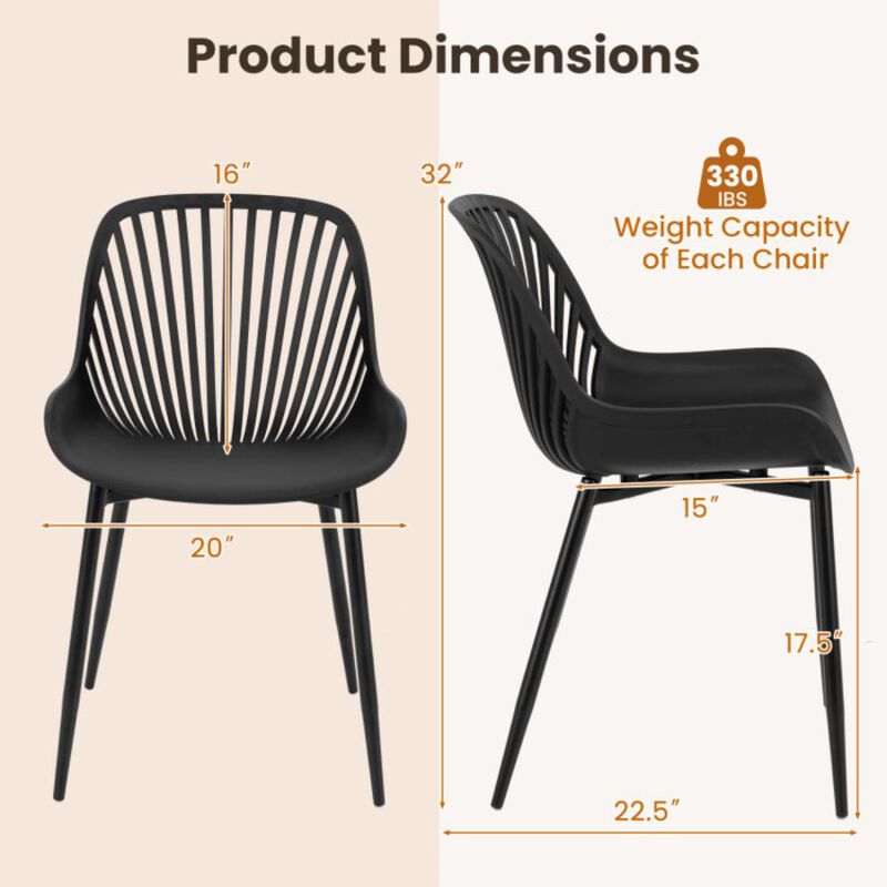 Hivvago Modern Kitchen Chairs with Metal Legs, Cutout Backrest, Curved Seat for Dining Room Home Office