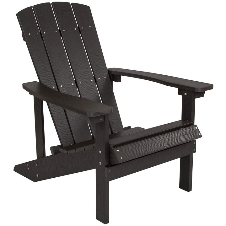Flash Furniture Charlestown Commercial Grade Indoor/Outdoor Adirondack Chair, Weather Resistant Durable Poly Resin Deck and Patio Seating, Slate Gray