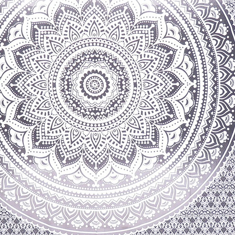 HomeRoots 92" X 84" Gray And White Mandala Cotton Hanging Tapestry image number 2