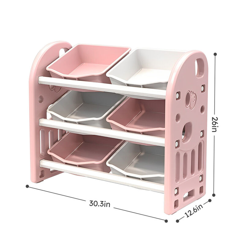 Streamdale 6-Bin Kids Toy Storage Organizer with HDPE Shelf and Bins for Playroom image number 6