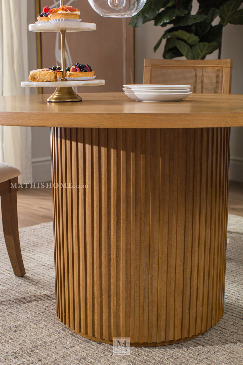 Colvin Brown 52" Wood Table & 4 Upholstered Side Chair image number 3