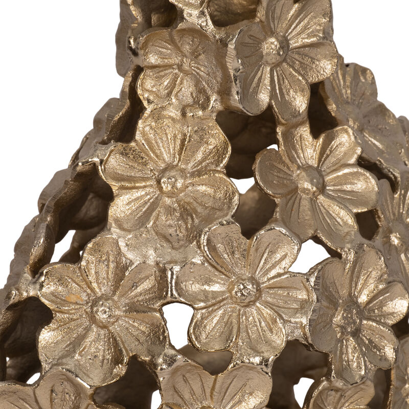 Metal, 12" Cut-out Flower Vase, Champagne image number 4