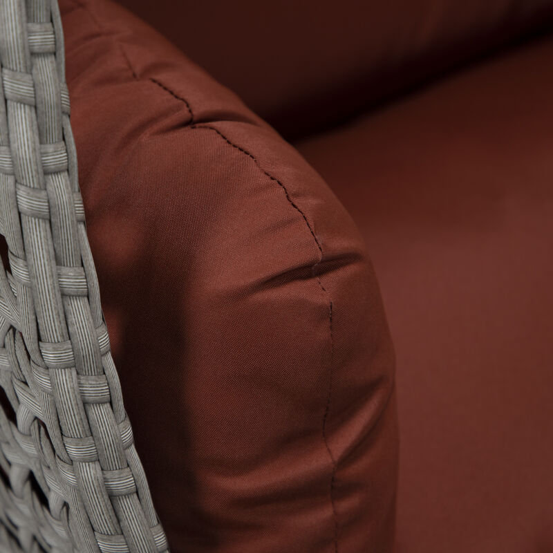 LeisureMod Mendoza Moder Wicker Hanging 2 person Egg Swing Chair Removable Cushion