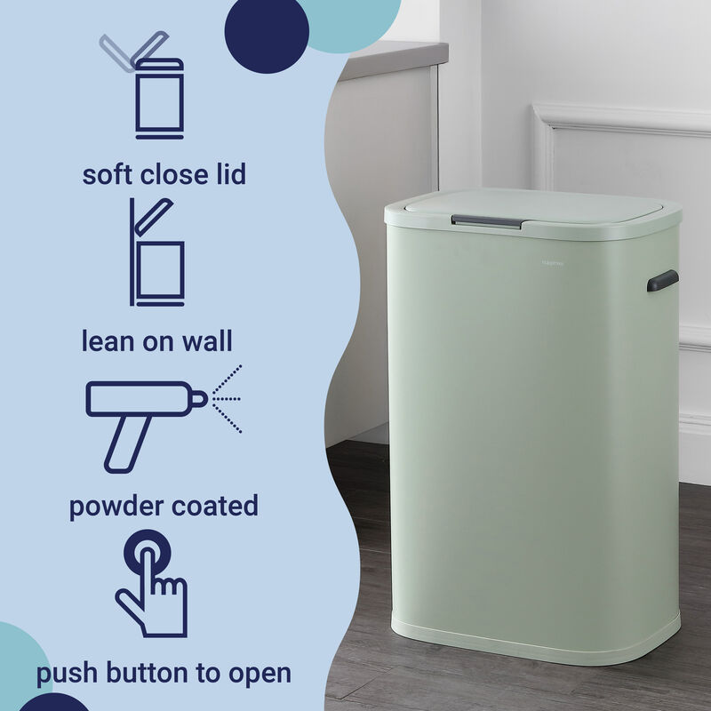 Tammi Kitchen 14.5-Gallon Slim Metal Push Button Trash Can