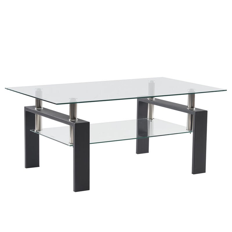 Arc-Shaped Two-Tier Coffee Table Modern & Stylish Living Room Centerpiece with Open Storage