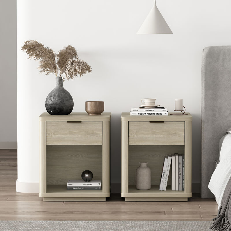 Evelyn Narrow 1-Drawer Nightstands in Gray (Set of 2)