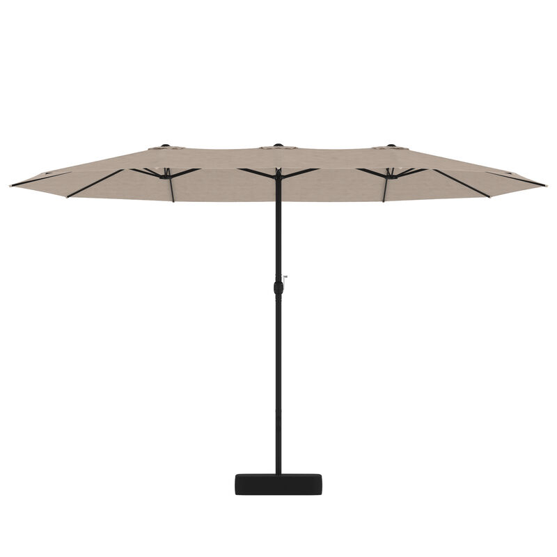 FUFU&GAGA 15ft Navy Blue Solar LED Double-Sided Patio Umbrella | Extra-Large Shade with Sturdy Base image number 0