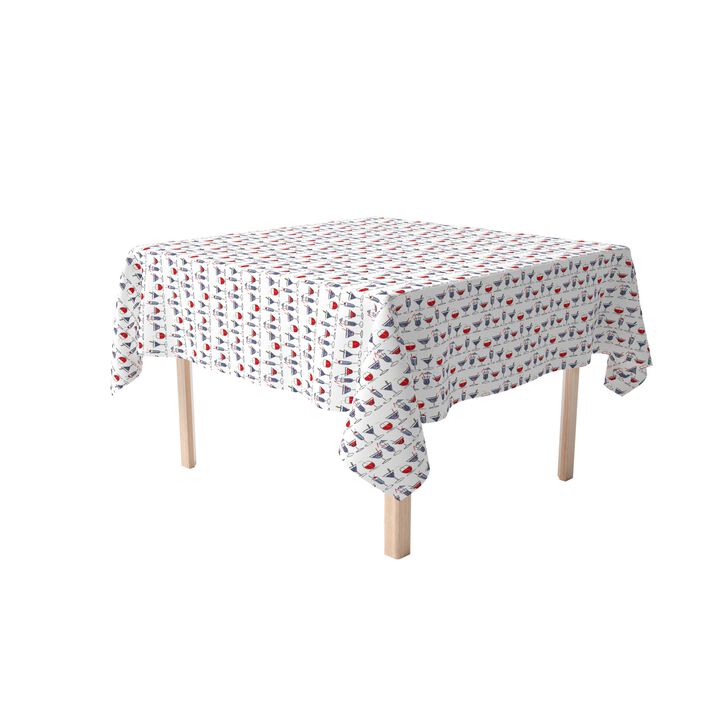 Fabric Textile Products, Inc. Square Tablecloth, 100% Polyester, Cocktails in Hand