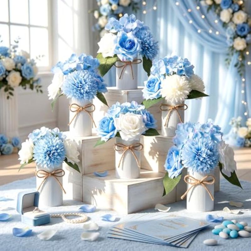 Blue Artificial Outdoor Plants Wedding Centerpiece Decor image number 3
