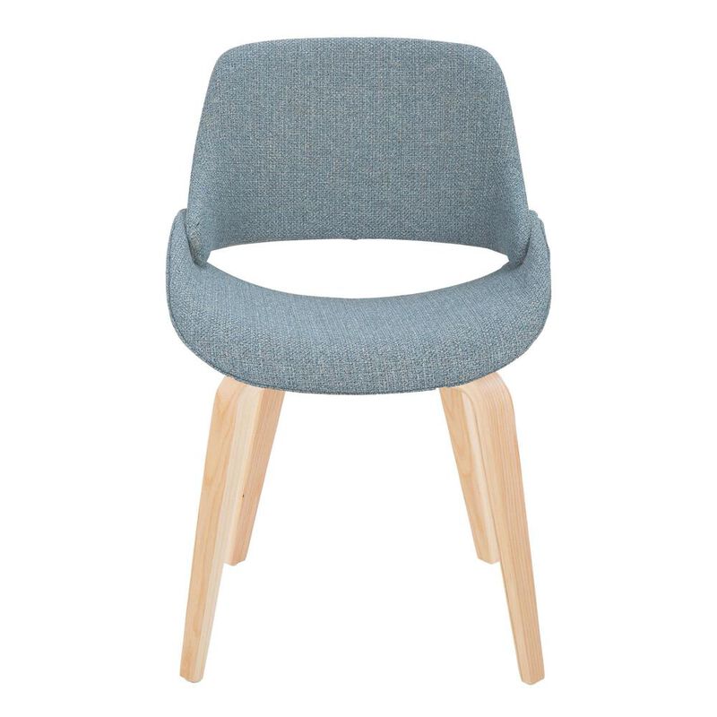 LumiSource Natural Wood, Blue Fabric Fabrico Chair - Set of 2