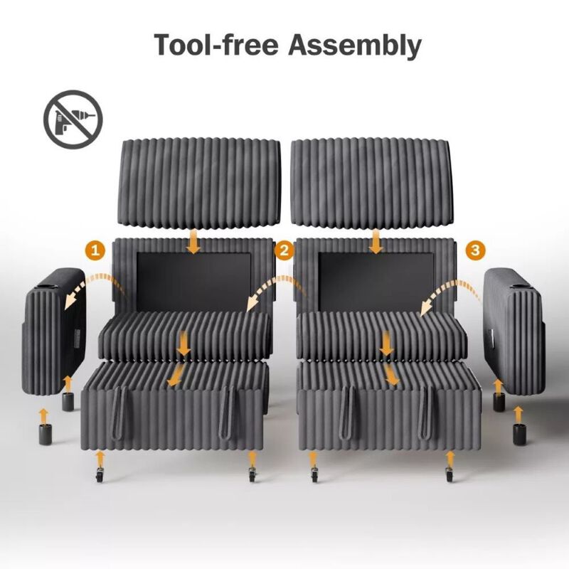 91" Convertible Sleeper Sofa Bed, Loveseat with 5-Level Reclining Backrest, Pull-Out Bed, USB Ports image number 6