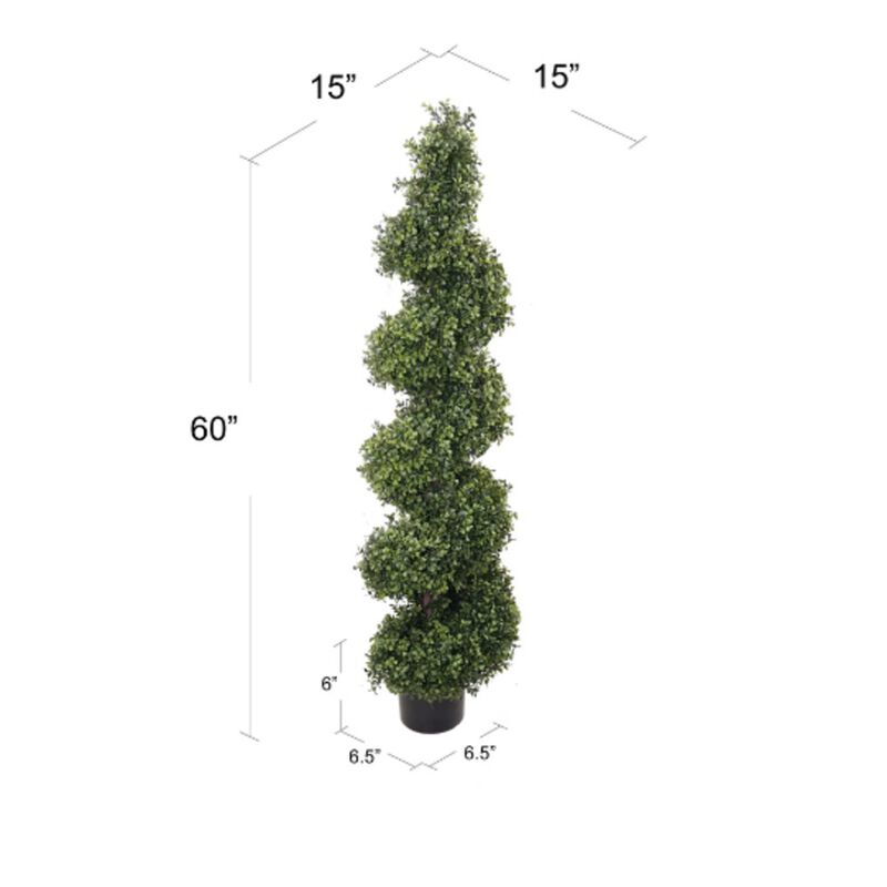 Elegant 5-Foot Boxwood Wide Spiral Topiary - Lifelike Artificial Greenery, UV-Resistant for Indoor/Outdoor Décor - Easy-to-Maintain, Top-Rated in Faux Topiary Plants
