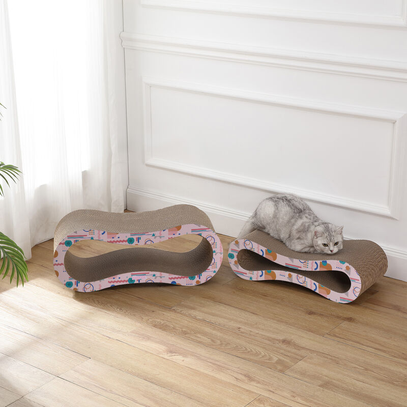 Suvi Modern Cardboard Infinity 2-in-1 Lounge Bed Cat Scratcher with Catnip