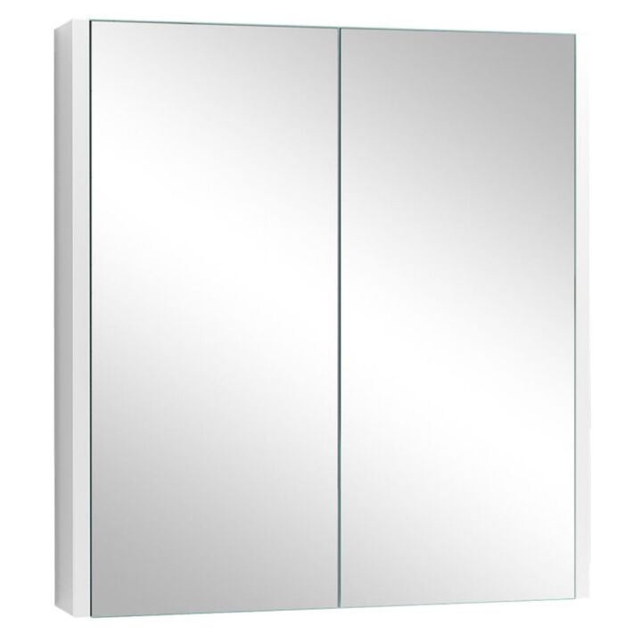 Hivago 2-Tier Wall-Mounted Storage Cabinet with Double Mirror Doors