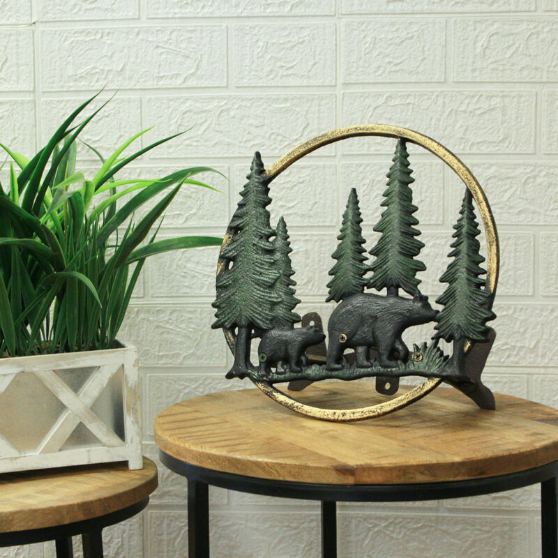 Black Bear Forest Cast Iron Garden Hose Holder - 11" Wildlife Wall Decor image number 5