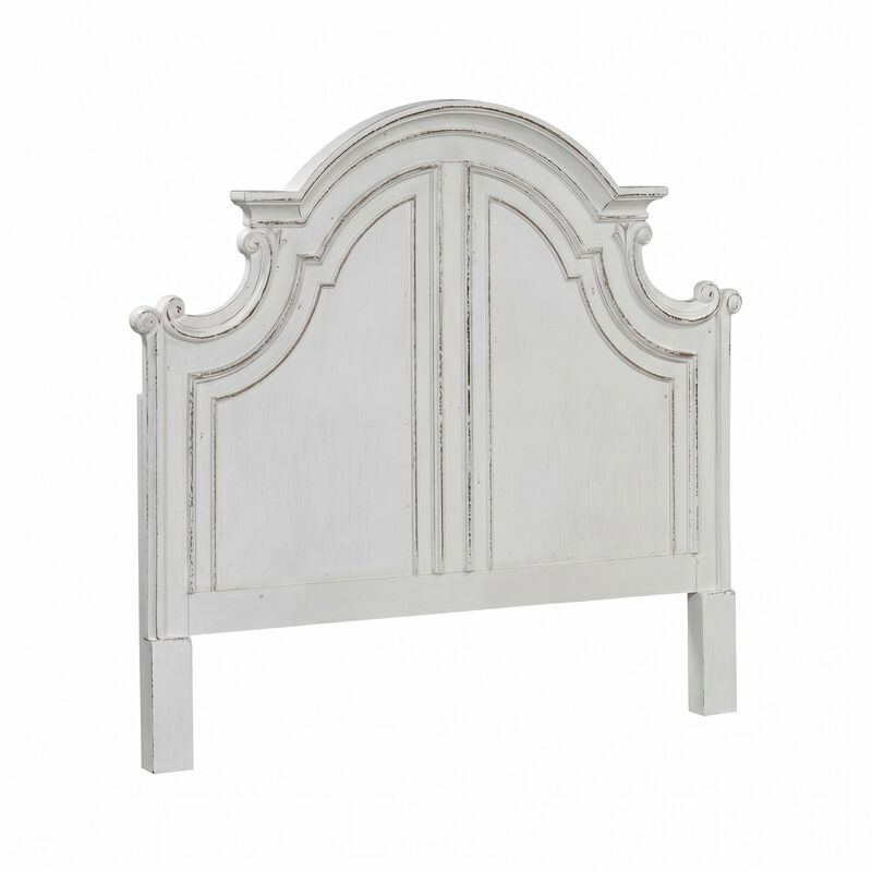 Antique White, Weathered Bark King Headboard, Solid Wood Frame, European Design image number 0