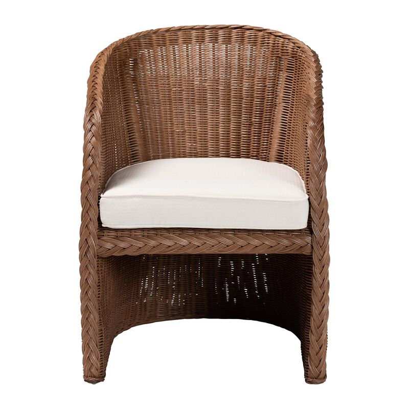 bali & pari Memphis Bohemian Peanut Brown Braided Rattan Arm Chair