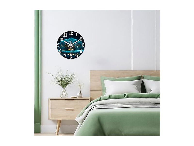 Modern Decor Glass Wall Clocks Battery Operated 12 Inch Teal Tree Life Living image number 3