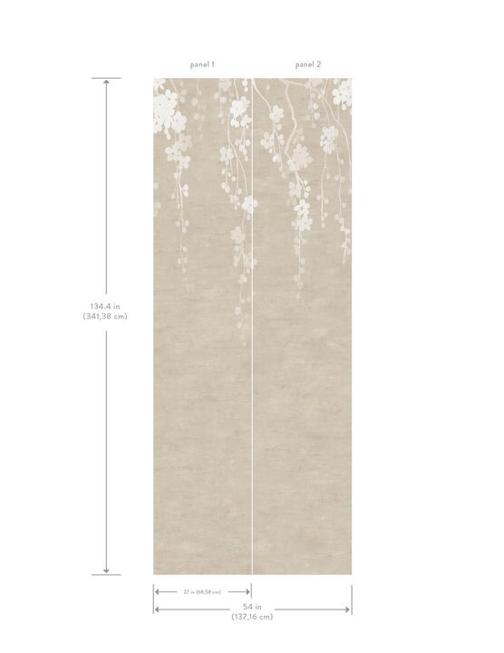 Sakura Blooms Neutral Wall Mural (Set of 2)