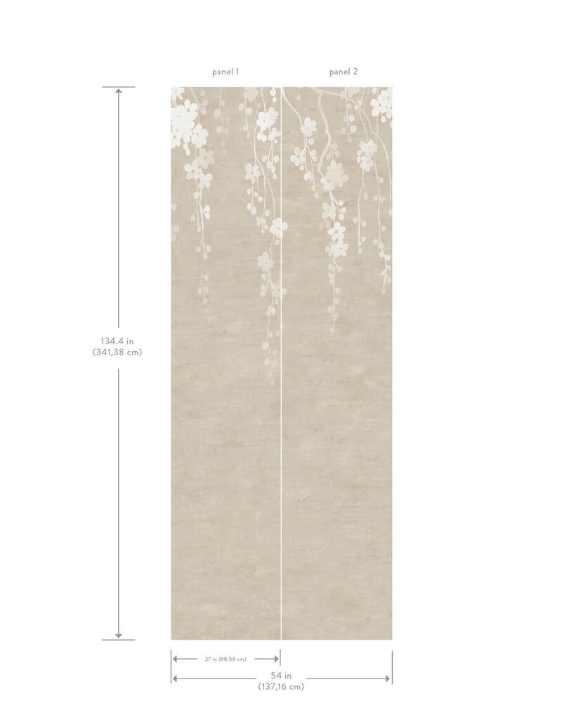 Sakura Blooms Neutral Wall Mural image number 2