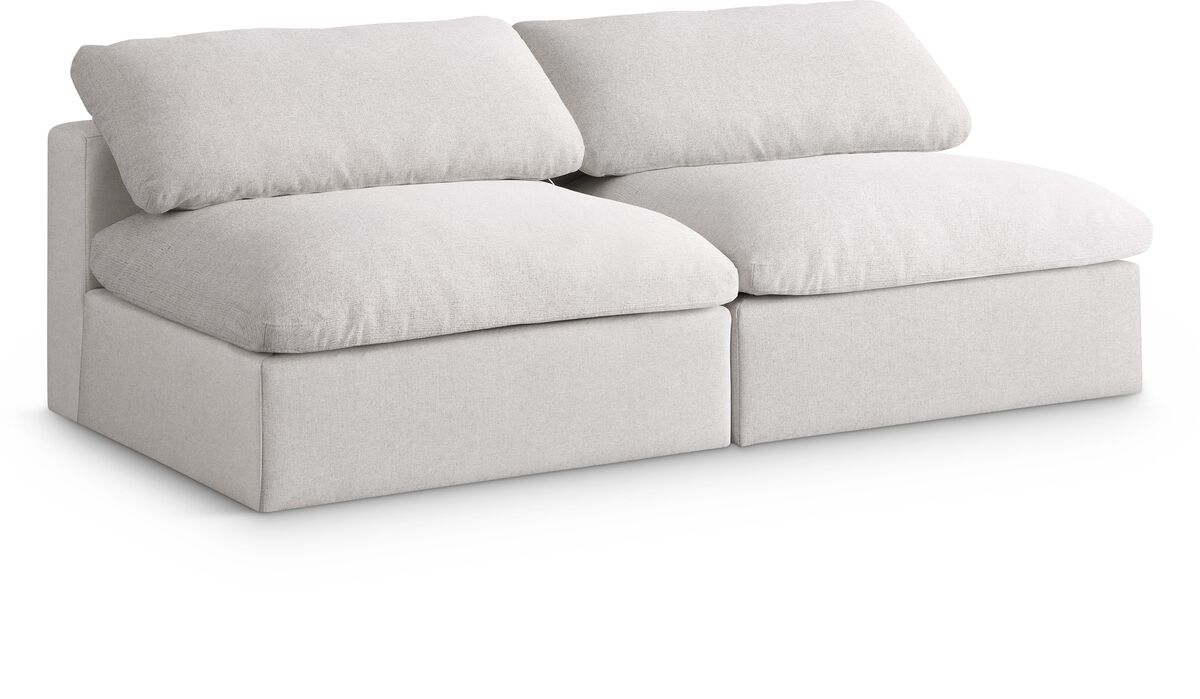 Meridian Furniture Serene Cream Linen Textured Fabric Deluxe Comfort Modular Armless Sofa