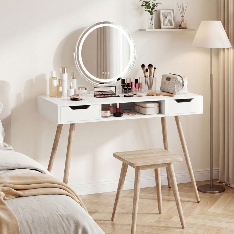 Modern Writing Desk with Metal Legs and Drawers for Home Office image number 1