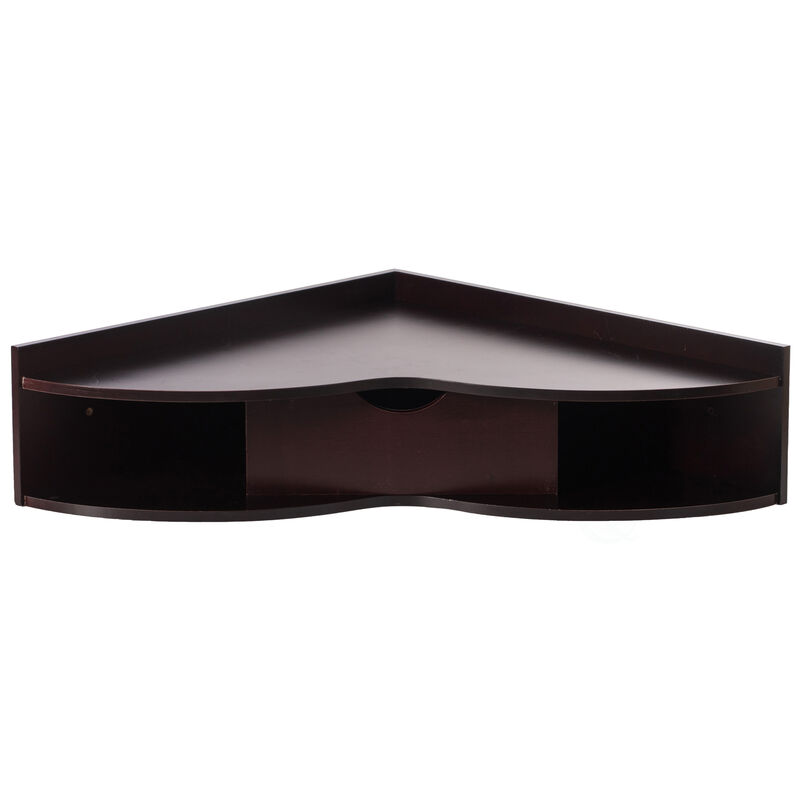 White Corner Desk Heart Shaped Wall Mounted Office Table with Drawer and Two Shelves Computer Writing Desk